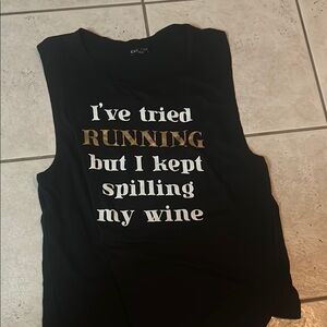 Black Graphic Sleeveless Top